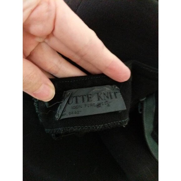 60s Vintage Black Wool Dress Long Sleeve Butte Knit S - Picture 6 of 9